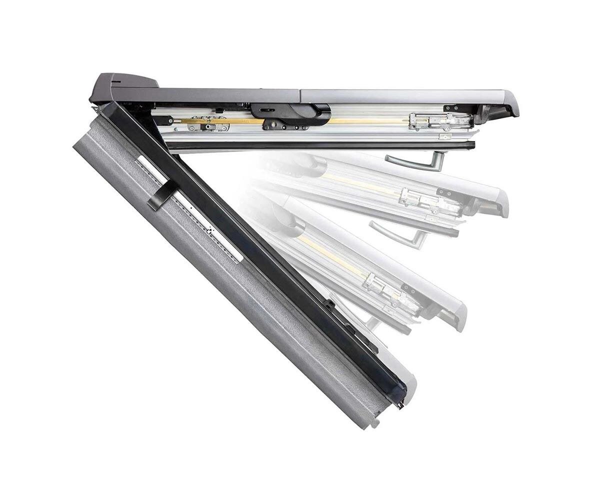 Roto Klapp-Schwingfester Öffnungsmechanik Seitenansicht