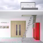 Sortie pour toit plat trappe en acier EI2 30 / EI2 60 avec escalier en ciseaux