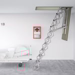 Escalier en ciseaux EI2 90 avec trappe en acier électrique