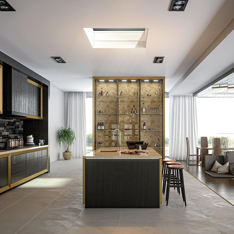OnTop Flachdachfenster im Wohnzimmer