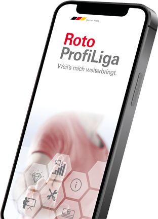 Handy mit dem Startbildschirm der Roto ProfiLiga